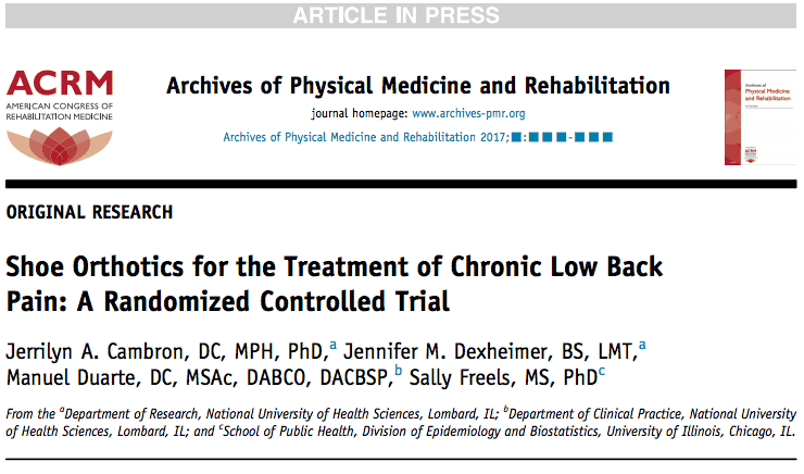 Shoe Orthotics for the Treatment of Chronic Low Back Pain: A Randomized Controlled Trial